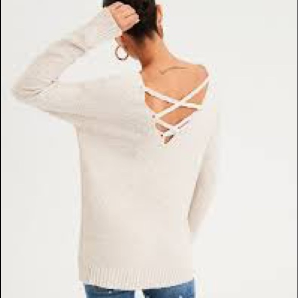 AE back lace-up sweater - Oatmeal